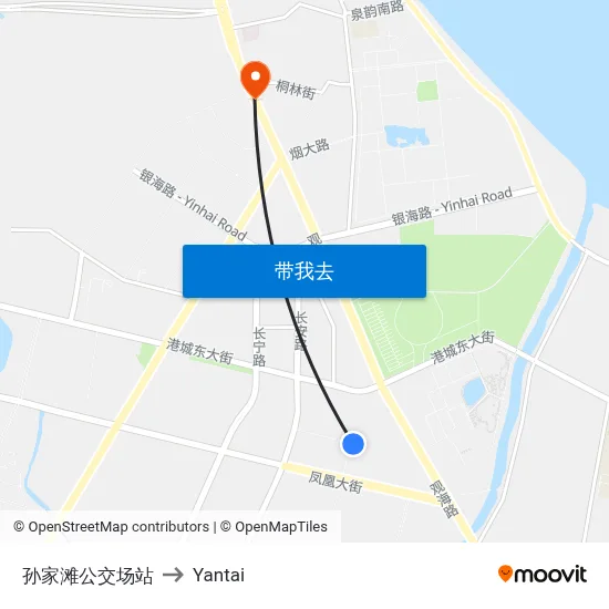 孙家滩公交场站 to Yantai map