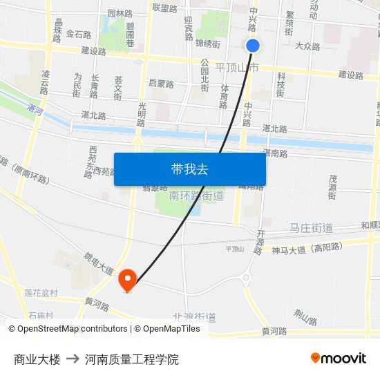 商业大楼 to 河南质量工程学院 map