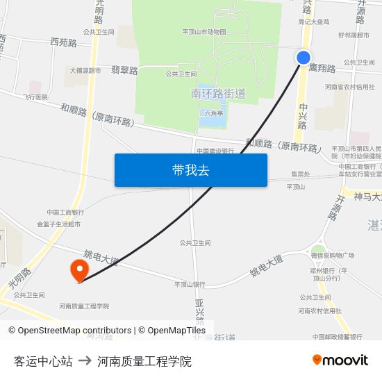 客运中心站 to 河南质量工程学院 map