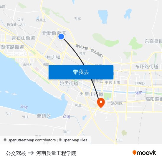 公交驾校 to 河南质量工程学院 map