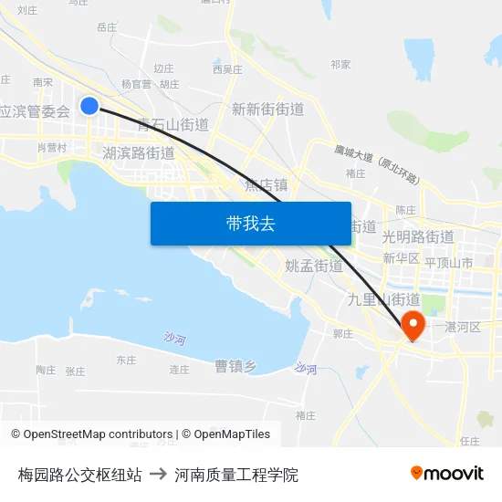 梅园路公交枢纽站 to 河南质量工程学院 map