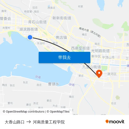 大香山路口 to 河南质量工程学院 map