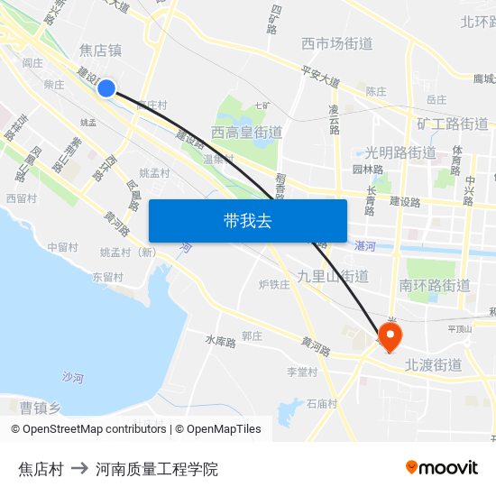 焦店村 to 河南质量工程学院 map