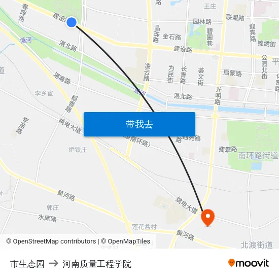 市生态园 to 河南质量工程学院 map