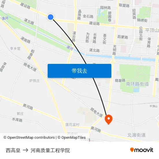 西高皇 to 河南质量工程学院 map