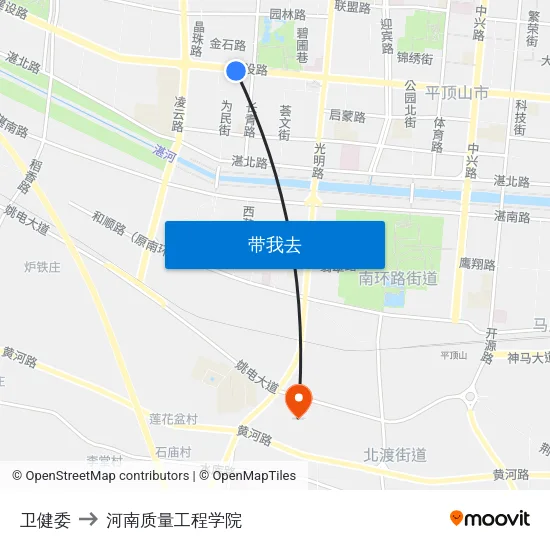 卫健委 to 河南质量工程学院 map