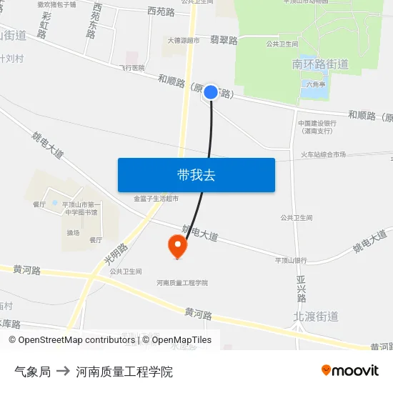 气象局 to 河南质量工程学院 map