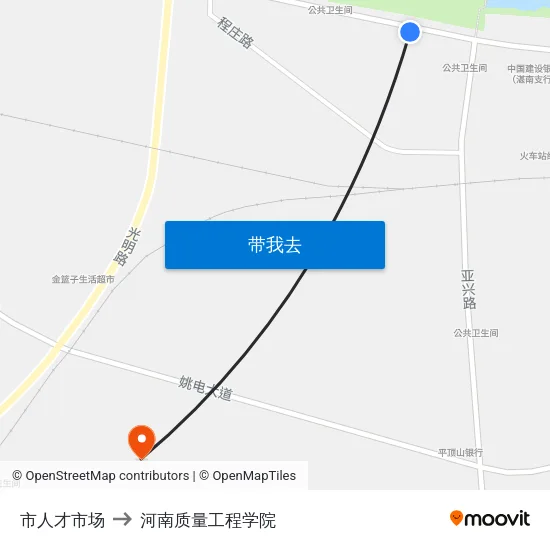 市人才市场 to 河南质量工程学院 map