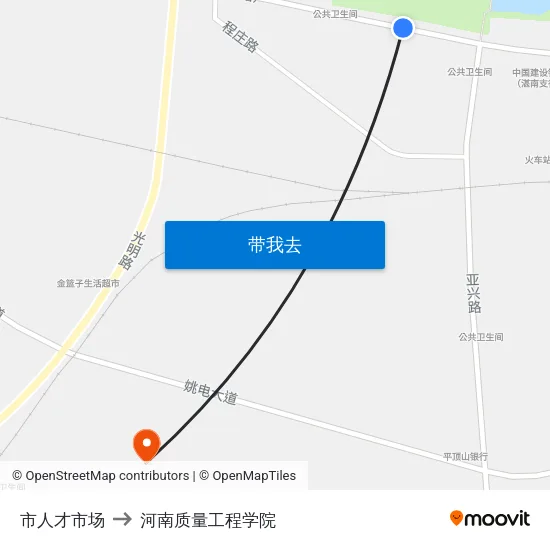 市人才市场 to 河南质量工程学院 map