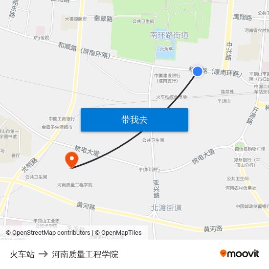 火车站 to 河南质量工程学院 map