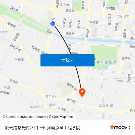 凌云路曙光街路口 to 河南质量工程学院 map