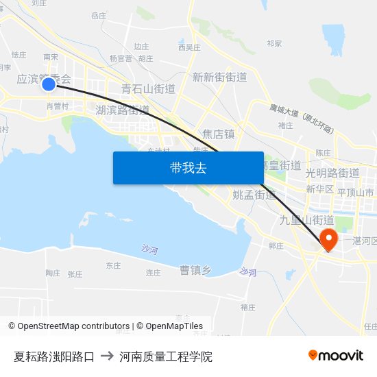夏耘路滍阳路口 to 河南质量工程学院 map
