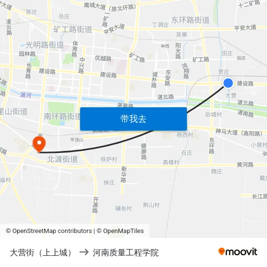 大营街（上上城） to 河南质量工程学院 map