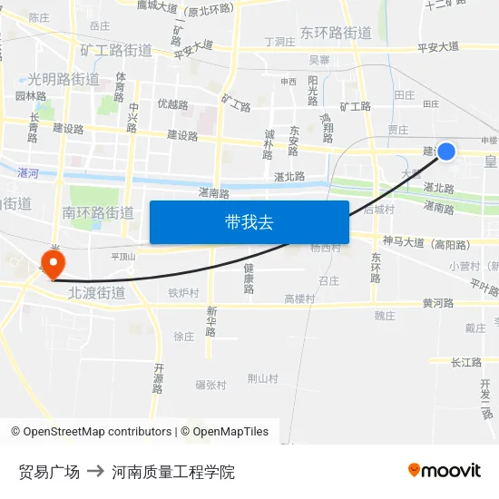 贸易广场 to 河南质量工程学院 map