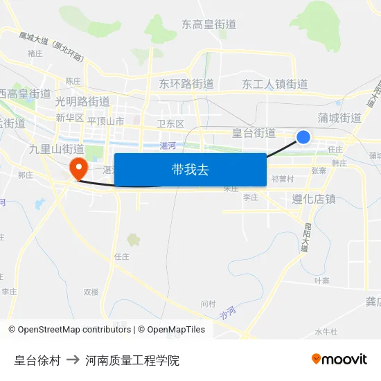 皇台徐村 to 河南质量工程学院 map