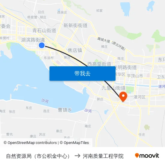 自然资源局（市公积金中心） to 河南质量工程学院 map