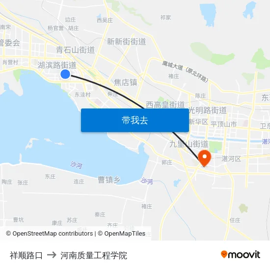 祥顺路口 to 河南质量工程学院 map