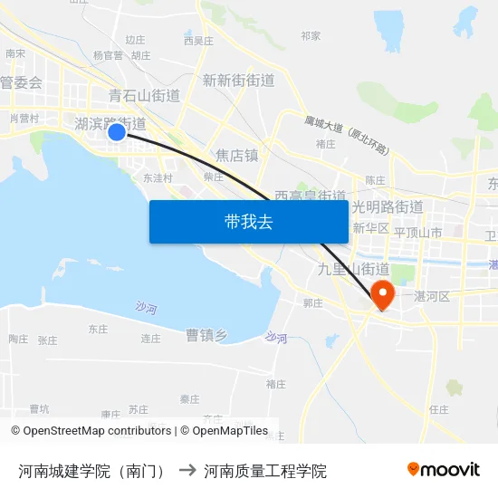 河南城建学院（南门） to 河南质量工程学院 map