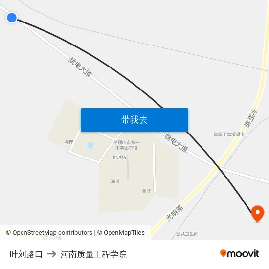 叶刘路口 to 河南质量工程学院 map