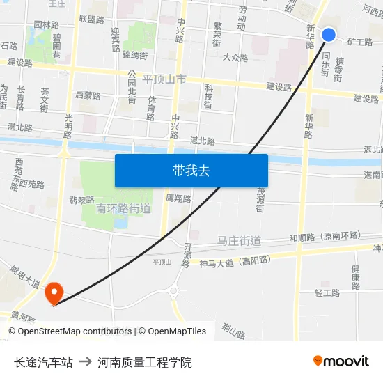 长途汽车站 to 河南质量工程学院 map