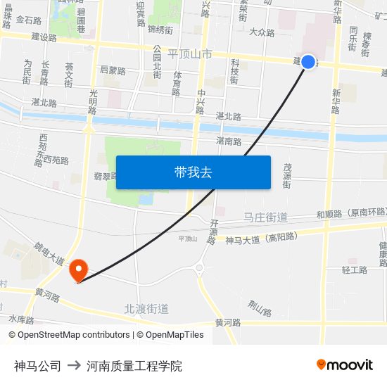 神马公司 to 河南质量工程学院 map