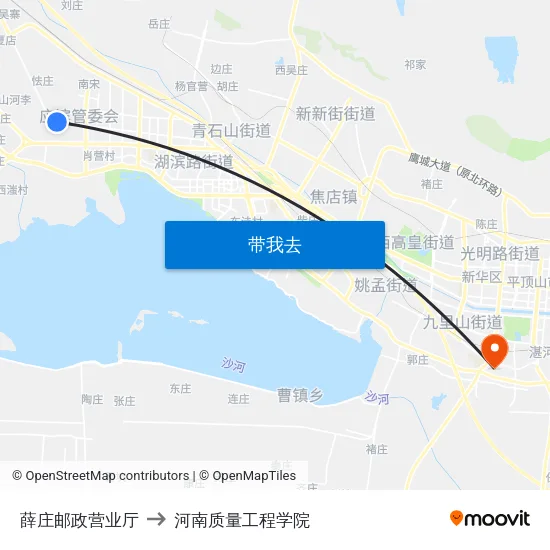 薛庄邮政营业厅 to 河南质量工程学院 map
