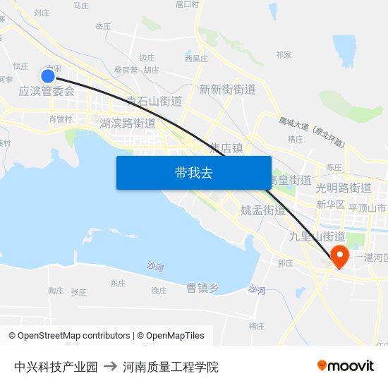 中兴科技产业园 to 河南质量工程学院 map