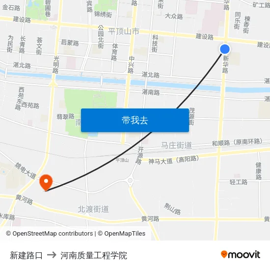 新建路口 to 河南质量工程学院 map