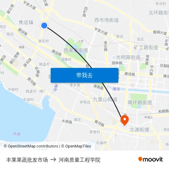 丰莱果蔬批发市场 to 河南质量工程学院 map