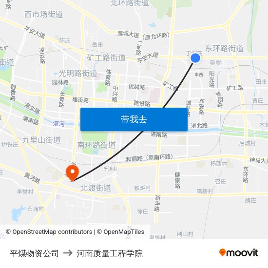 平煤物资公司 to 河南质量工程学院 map