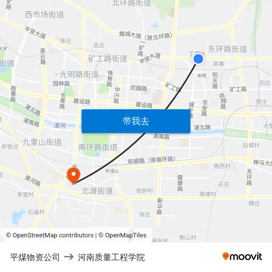 平煤物资公司 to 河南质量工程学院 map