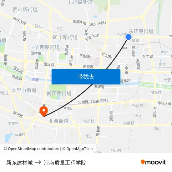 新东建材城 to 河南质量工程学院 map