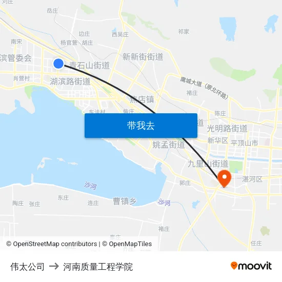 伟太公司 to 河南质量工程学院 map