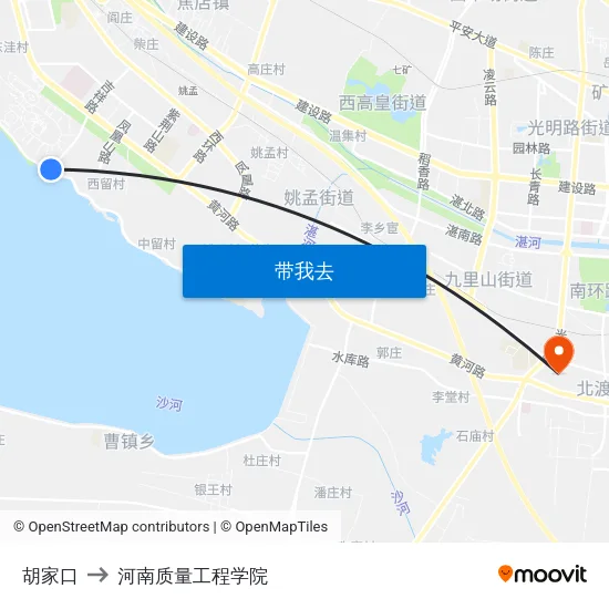 胡家口 to 河南质量工程学院 map