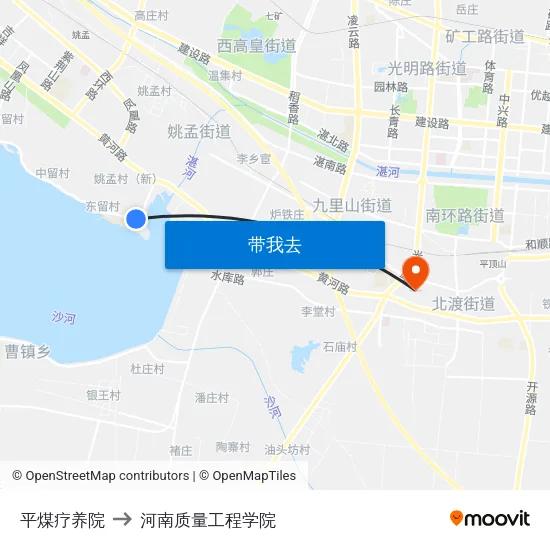 平煤疗养院 to 河南质量工程学院 map