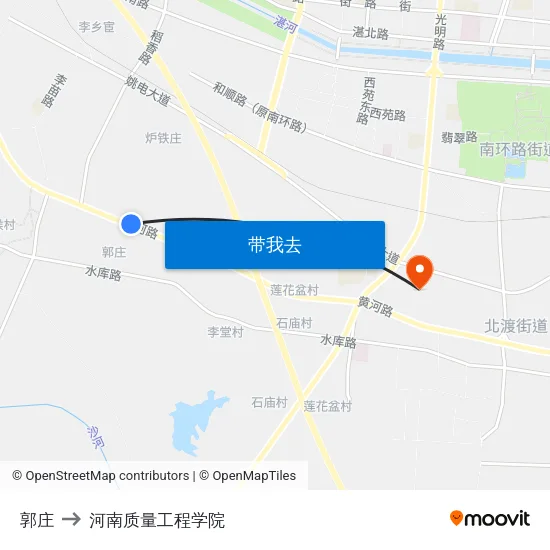郭庄 to 河南质量工程学院 map