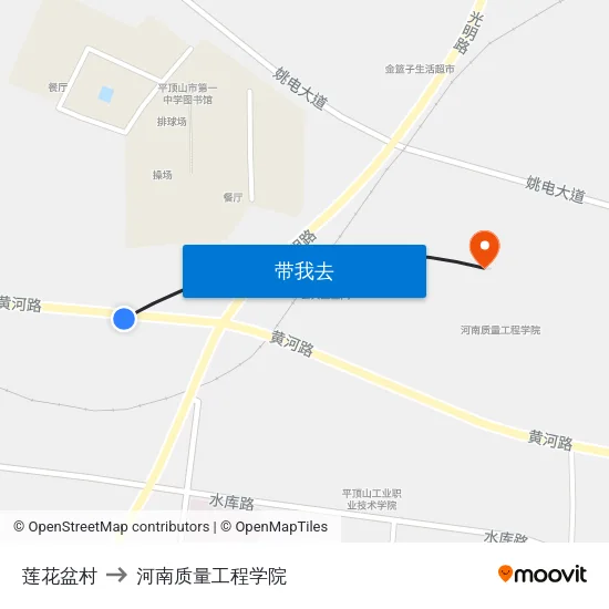 莲花盆村 to 河南质量工程学院 map