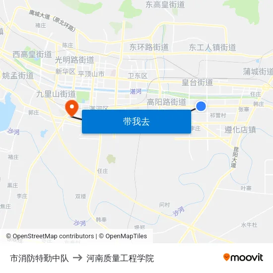 市消防特勤中队 to 河南质量工程学院 map