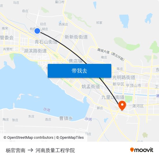 杨官营南 to 河南质量工程学院 map