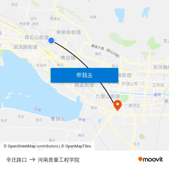 辛庄路口 to 河南质量工程学院 map