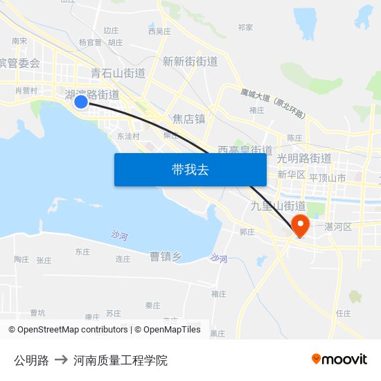 公明路 to 河南质量工程学院 map