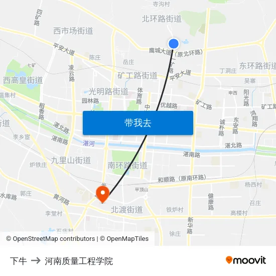 下牛 to 河南质量工程学院 map