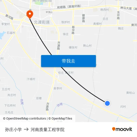 孙庄小学 to 河南质量工程学院 map