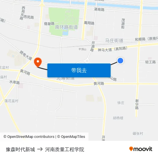 豫森时代新城 to 河南质量工程学院 map