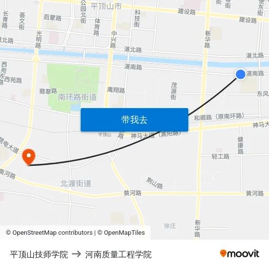 平顶山技师学院 to 河南质量工程学院 map
