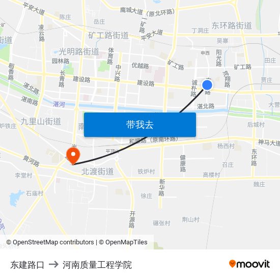 东建路口 to 河南质量工程学院 map