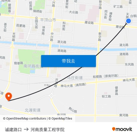 诚建路口 to 河南质量工程学院 map