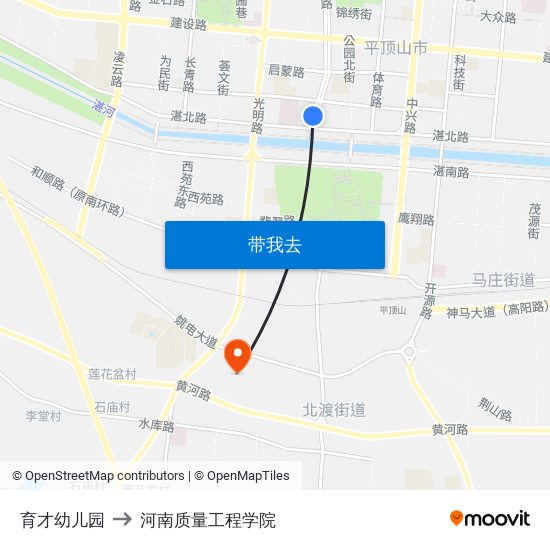 育才幼儿园 to 河南质量工程学院 map