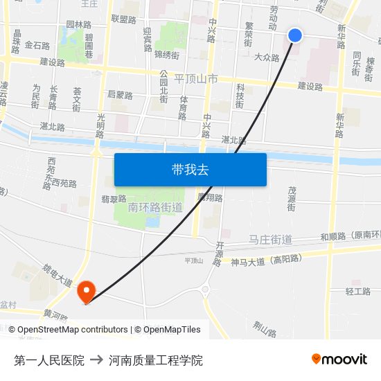 第一人民医院 to 河南质量工程学院 map