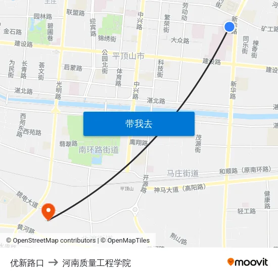 优新路口 to 河南质量工程学院 map